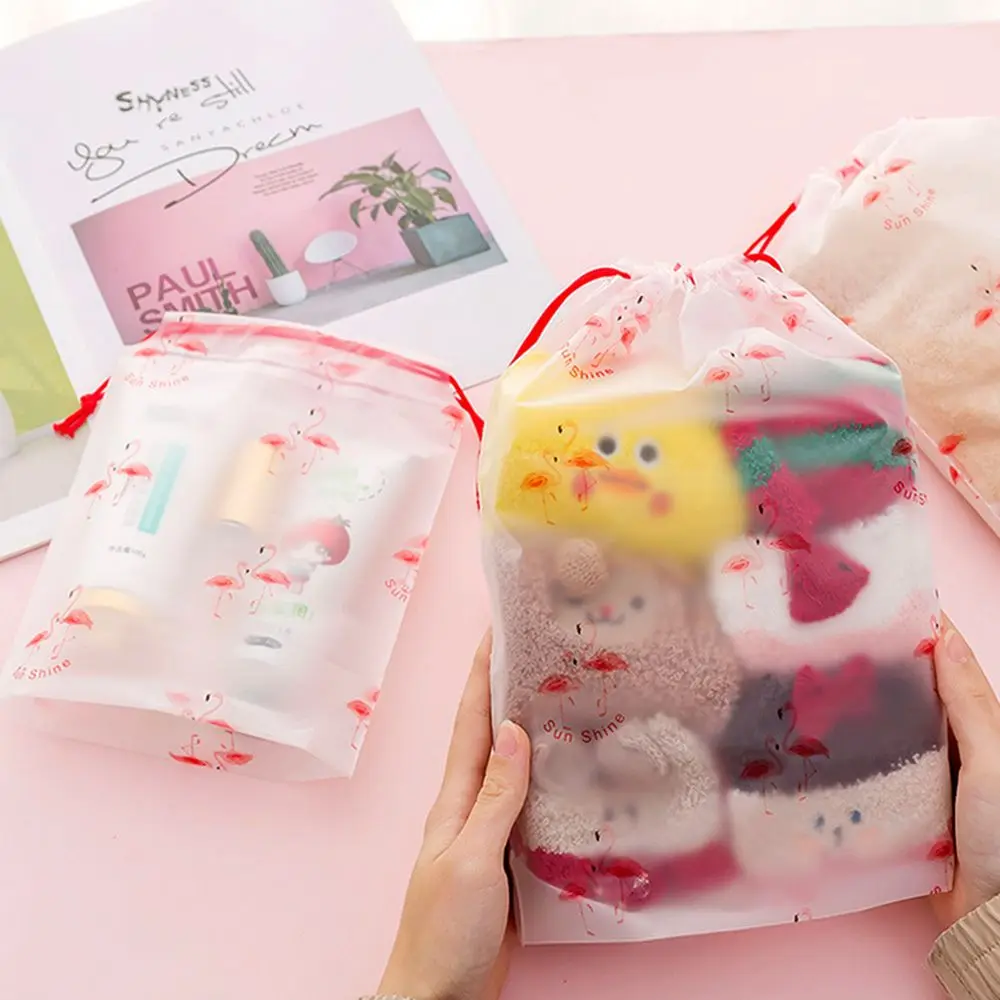 

Cartoon Transparent Waterproof Pvc Mobile Beam Pocket Towel Underwear Cosmetics Storage Drawstring Bag