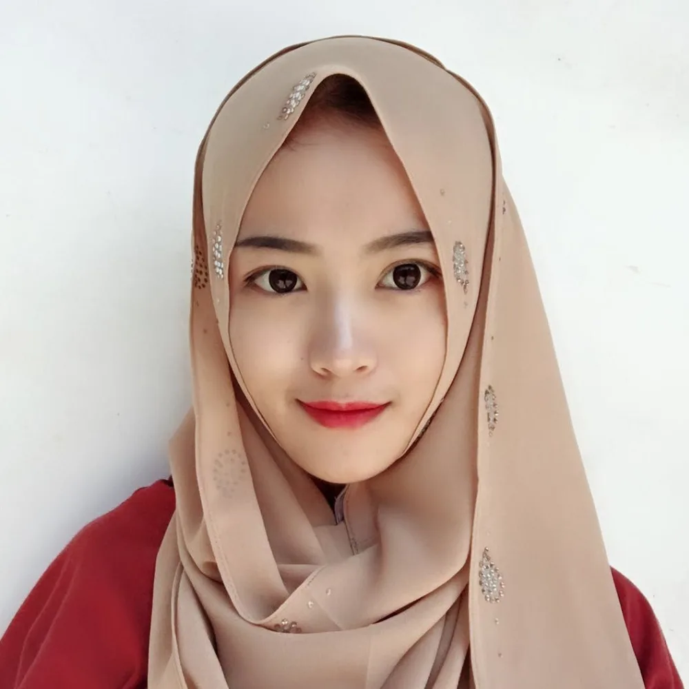 

Muslim Women Hijab Chiffon Scarf Diamonds Hooded Instant Slip On Wraps Bandanas Caps Underwear Shawl Abaya Headgear Arab Islamic