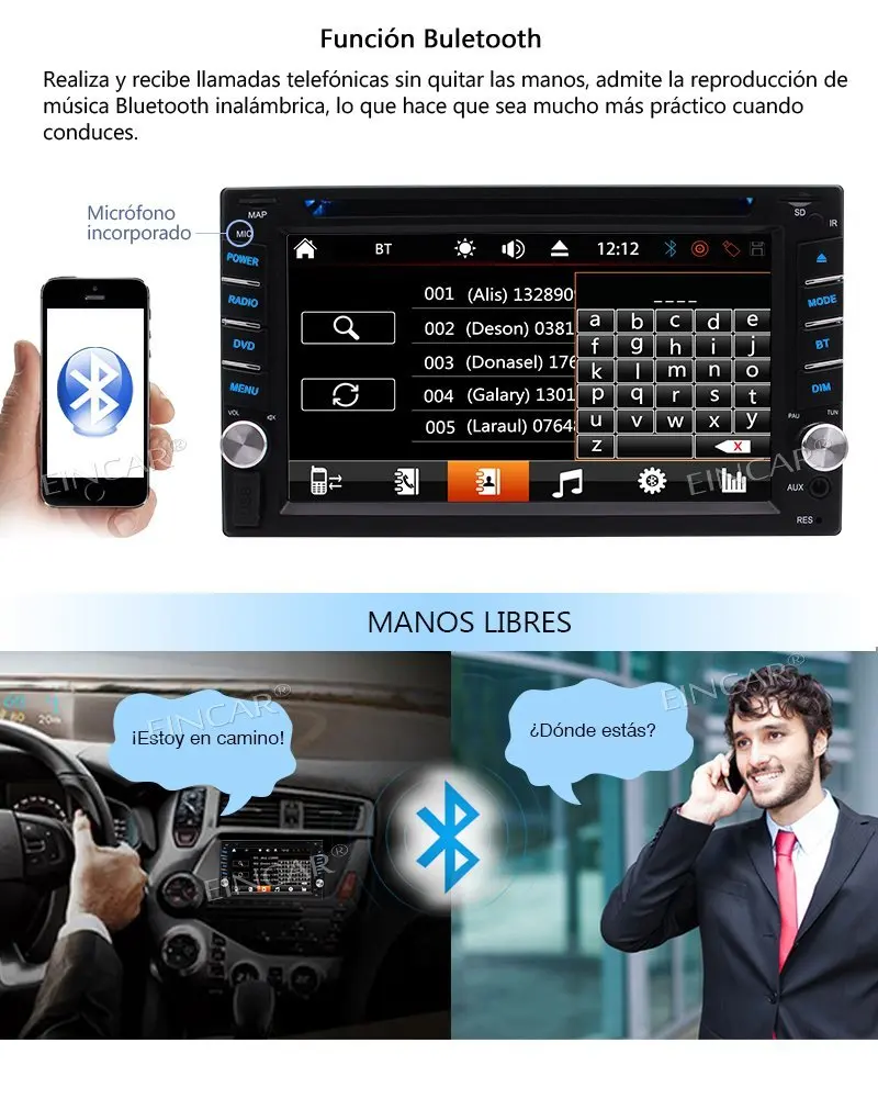 Sale Double Din In Dash Car Autoradio Headunit DVD CD Player MP3 MP4 USB/TF AM/FM RDS Radio Bluetooth SWC AUX 1080P Video Free camera 4