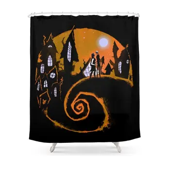 

Jack And Sally Shower Curtain Waterproof Polyester Fabric Bathroom Decor Multi-Size Printed Shower Curtain with 12 Hooks