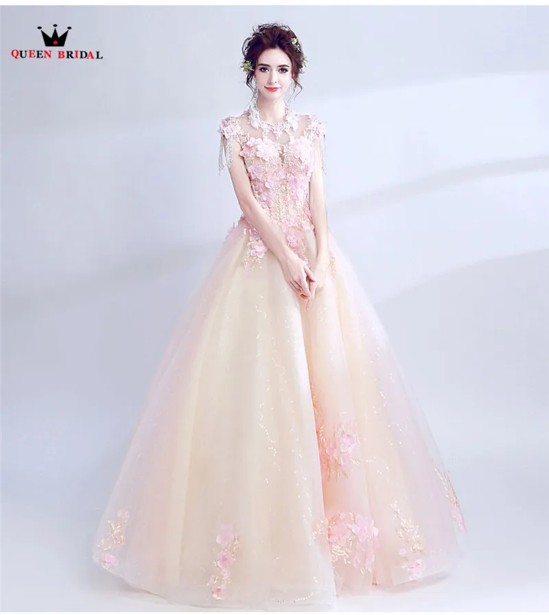 Elegant Evening Dresses 2019 Fashion A-line Floor Length Tulle Lace Flowers Appliques Beads Party Gowns Dress Evening Gown CS33