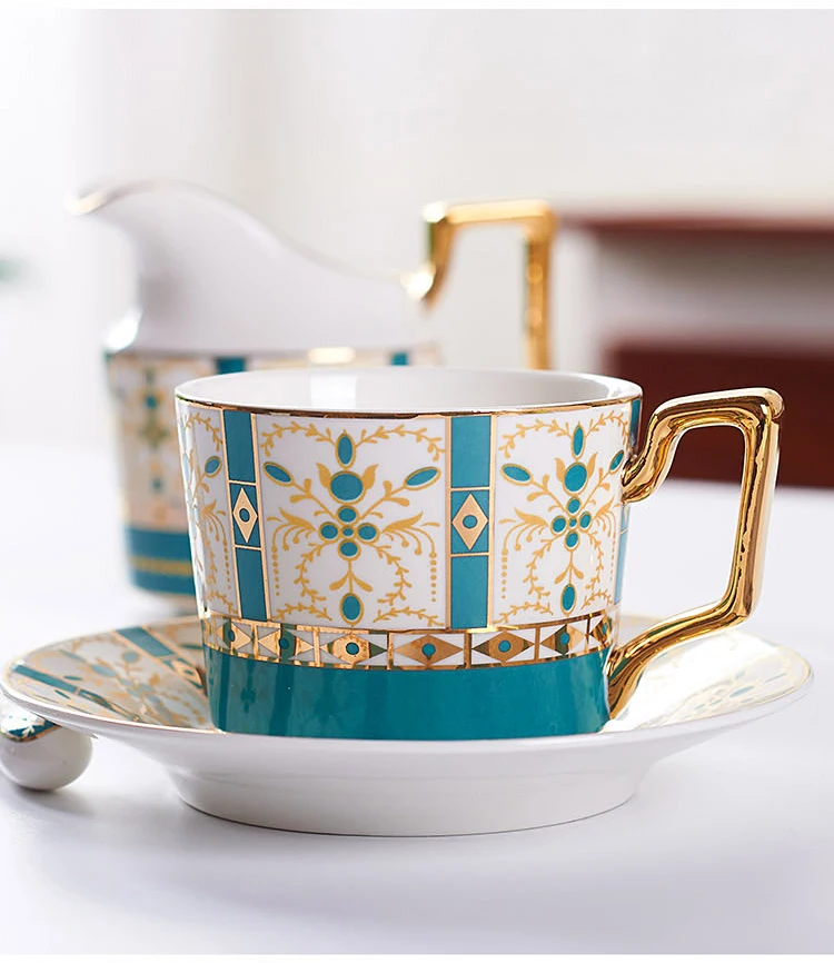 Роскошный чайный сервиз из костяного фарфора с золотым покрытием, современный чайный сервиз, керамическая кружка, сахарница, сливочник, чайный горшок, молочный кувшин