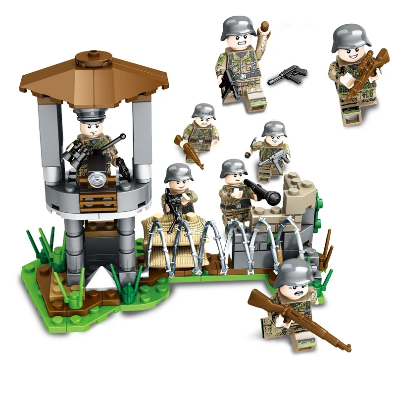 

8PCS Weltkrieg 2 German Assault Soldiers Building Blocks 8IN1 Tower command weapons figure building blocks toys for children