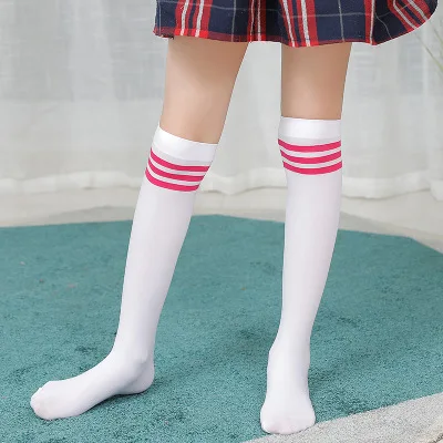 Белые Школьные носки для девочек Хлопковые гольфы носки принцессы с рисунком звезды, сердца и полосок kniekousen meisje - Цвет: 7