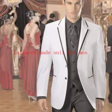 Пользовательский сделано ivoly белые смокинги лацкан с тупым углом; мужской мундир для свадьбы мужской костюм для выпускного вечера, ужин мужские костюмы для выпускного вечера(куртка+ брюки+ жилет+ галстук-бабочка