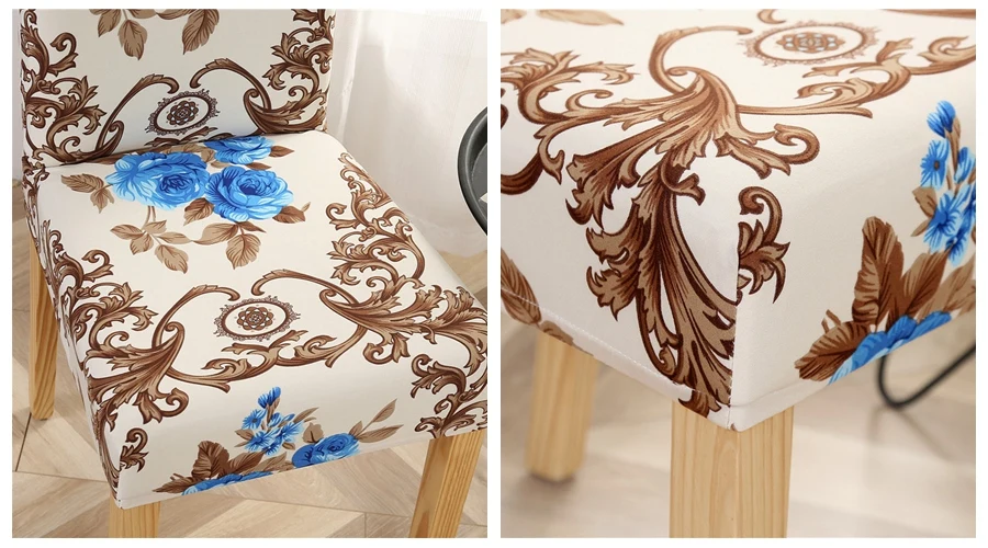 Dining Chair Cover Spandex Universal Printed Kitchen Removable Seat Cover for Banquet Restaurant Party Chair Slipcover 1PC