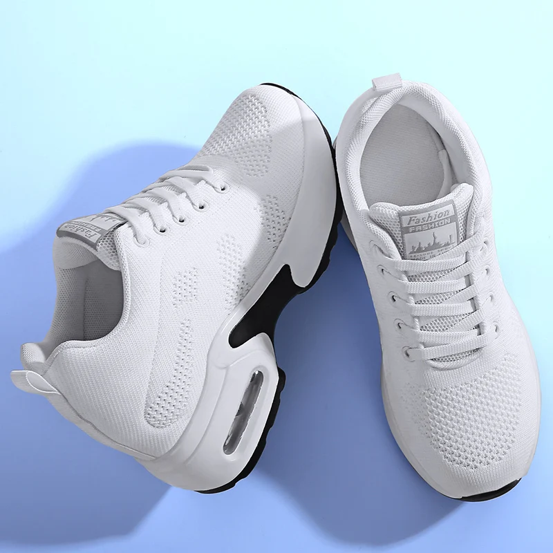 WADNASO Flying Knitting Fashion Sneakers Women Hide Heels Casual Shoes Breathable Platform Sneakers Wedge White Shoes XZ120 (14)
