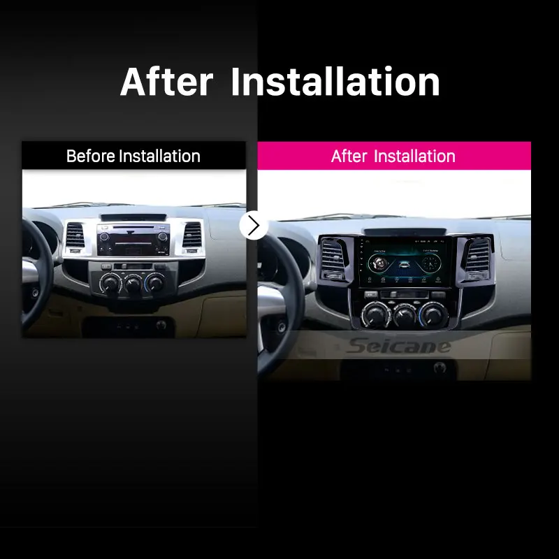 Excellent Seicane Car 2Din Stereo GPS 9" HD Android 8.1 for Toyota Fortuner/Hilux Manual A/C 2008-2014 Left Hand Driving support Carplay 4