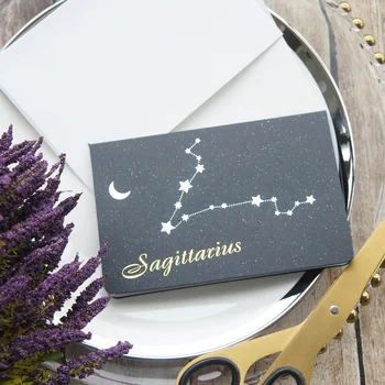 

12pcs gold zodiac fold Card Sagittarius style with envelope greeting card wedding birthday party invitation DIY Decor gift card