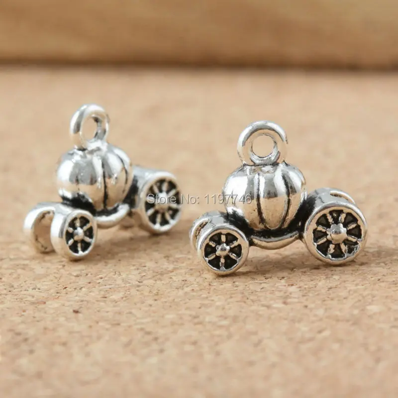 

Zinc Alloy Charm Pendants 3D Cinderella Carriage Car Shopping Cart Train Bicycle Bike DIY Metal Jewelry Findings 10pcs 11x13x6mm