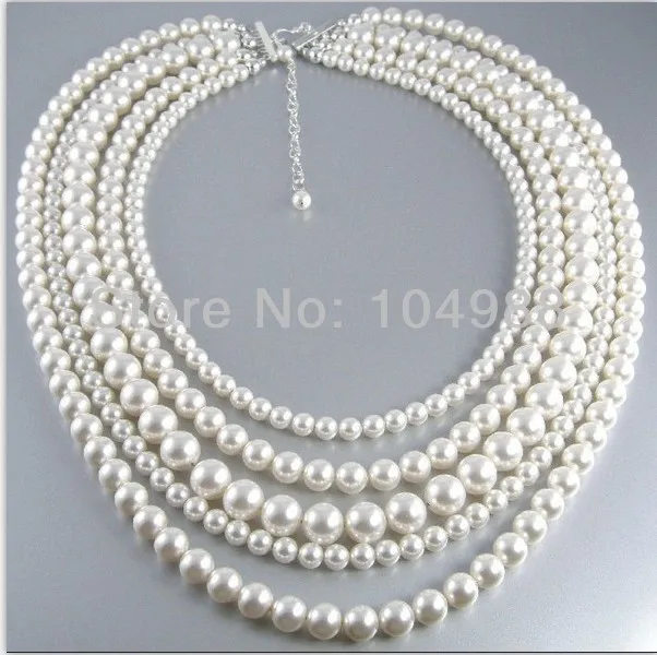 

FREE SHIPPING New Style BY-237 Women Fashion Imitation Pearls Necklace Five Layers Beads Necklace&Pendants