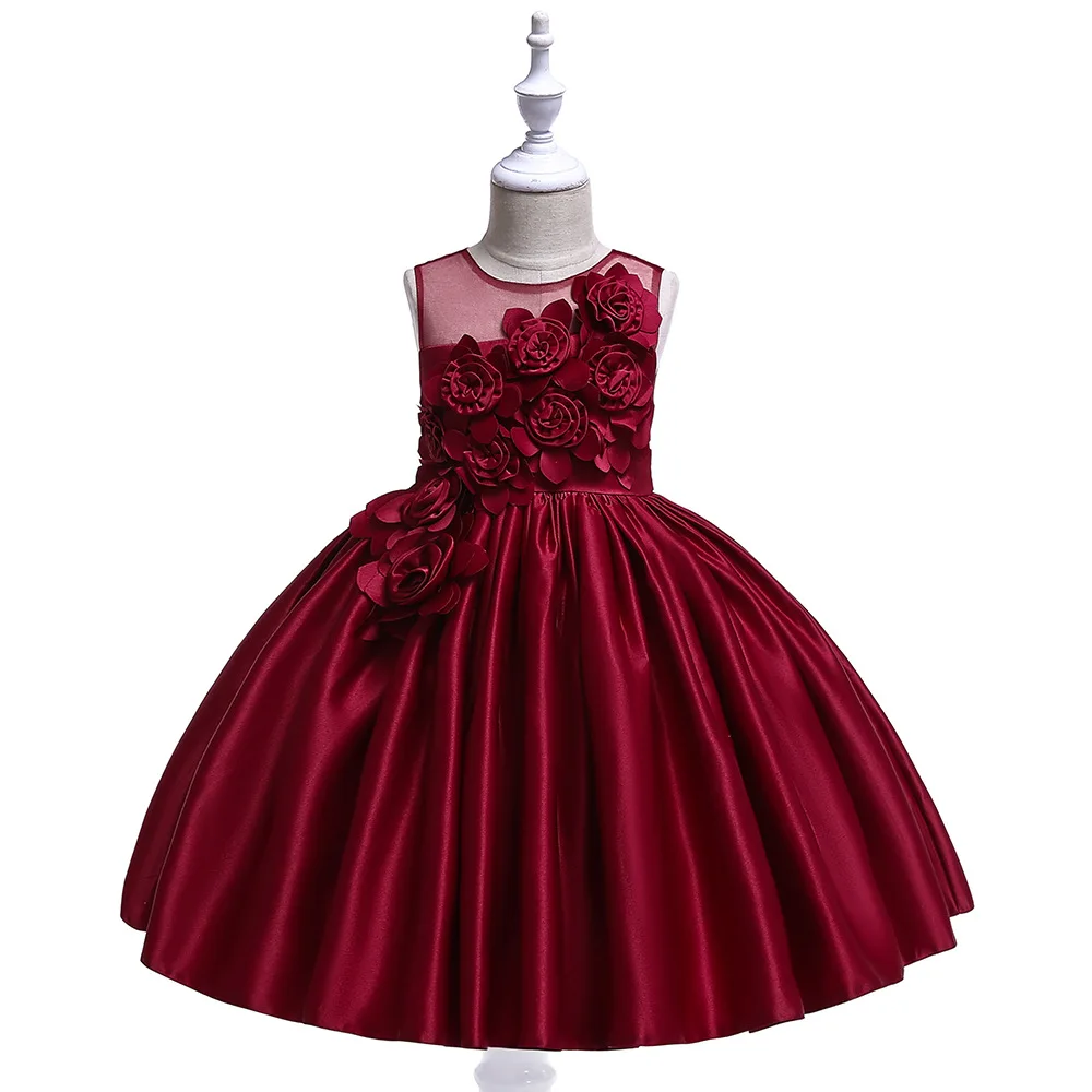 Girls dresses Children Girl Party Dress Wedding Birthday Evening Formal dresses Kids Sleeveless Flower Dresses for 3-10 yrs