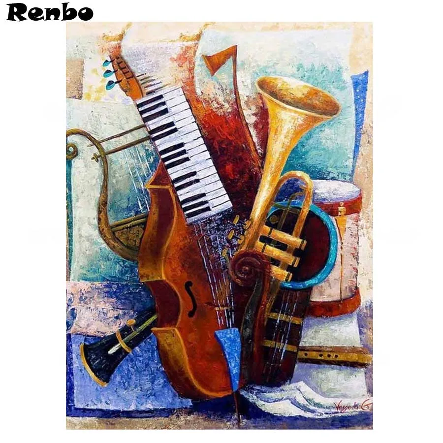 

Musical Instruments 5D DIY Diamond Embroidery pattern mosaic Diamond Painting Cross Stitch full Square Rhinestone Mosaic sticker