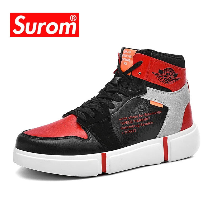 SUROM Casual Leather Shoes Men Fashion Lace Up Sneakers High Top Comfortable Breathable Athletic Male Shoes Classic SUROM Casual Leather Shoes Men Fashion Lace Up Sneakers High Top Comfortable Breathable Athletic Male Shoes Classic