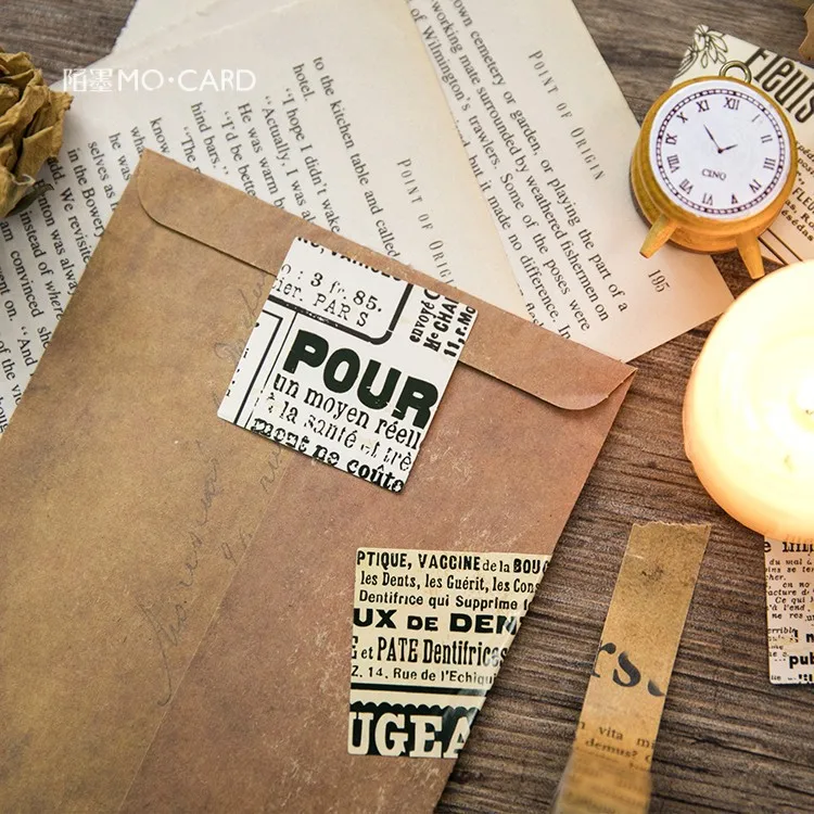 Nostalgic Newspaper Boxed Adhesive Stickers Vintage Letter DIY Scrapbooking Paper Diary Planner School Stationery Supplie @TZ-26