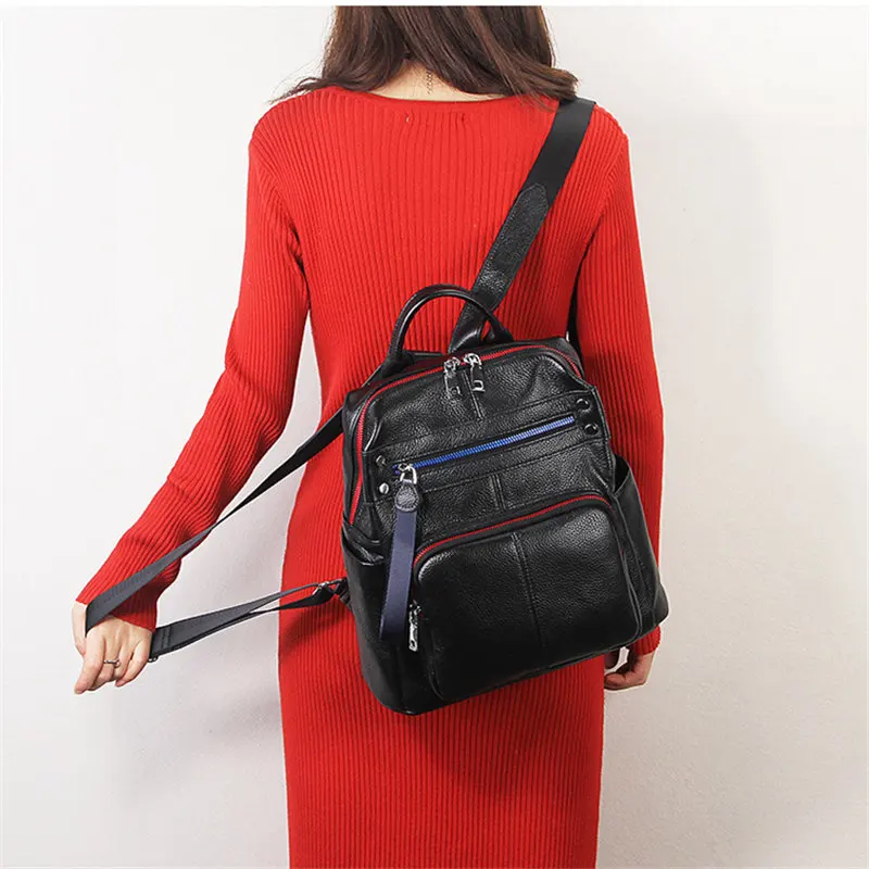 

Nesitu High Quality Fashion New Black Cute Genuine Leather Women Backpacks For Girl Female Travel Bag M1021
