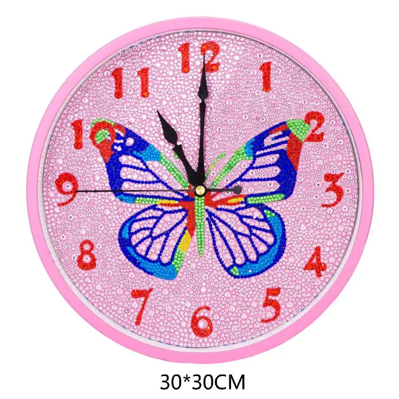 

Blue Butterfly DIY Clock Diamond Painting KitsWall Decor with Colorful DiamondsKids Arts and Crafts Kit Includes Clock Mechanism