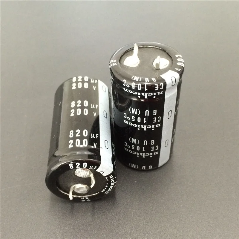 2шт 820 мкФ 200V NICHICON GU серия 25x45 мм Высокое качество 200V820uF оснастки PSU алюминиевый
