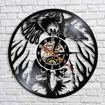 

1Piece Soaring Bald Eagle Decorative Wall Clock Bird of Prey Eagle in the Sky Vinyl Record Wall Clock Personality Wall Art Decor