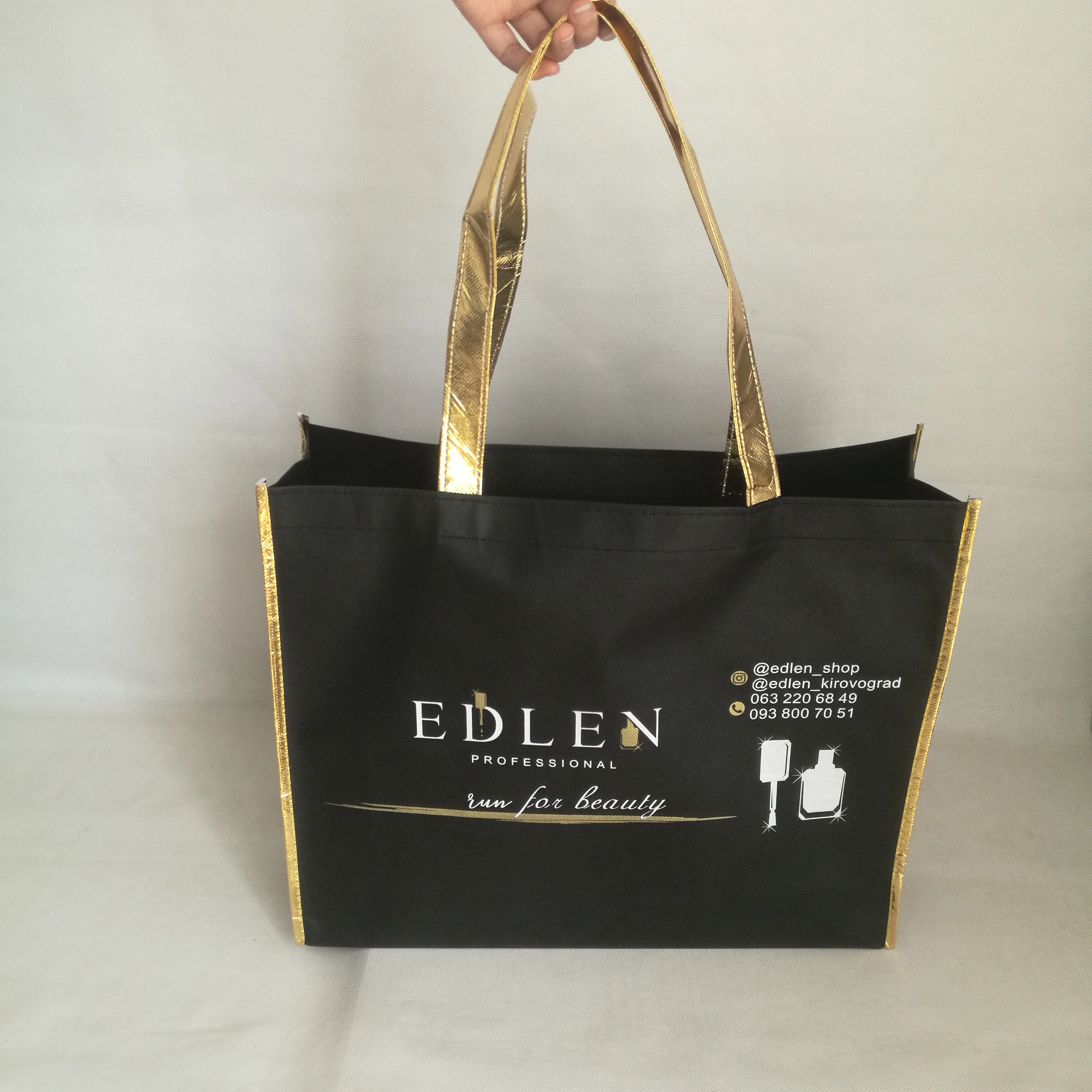 

Wholesales 500pcs/lot Custom Non Woven Shopping Bags Print Your Own Logo Reusable Tote Bag For Clothes/Shoes packaging