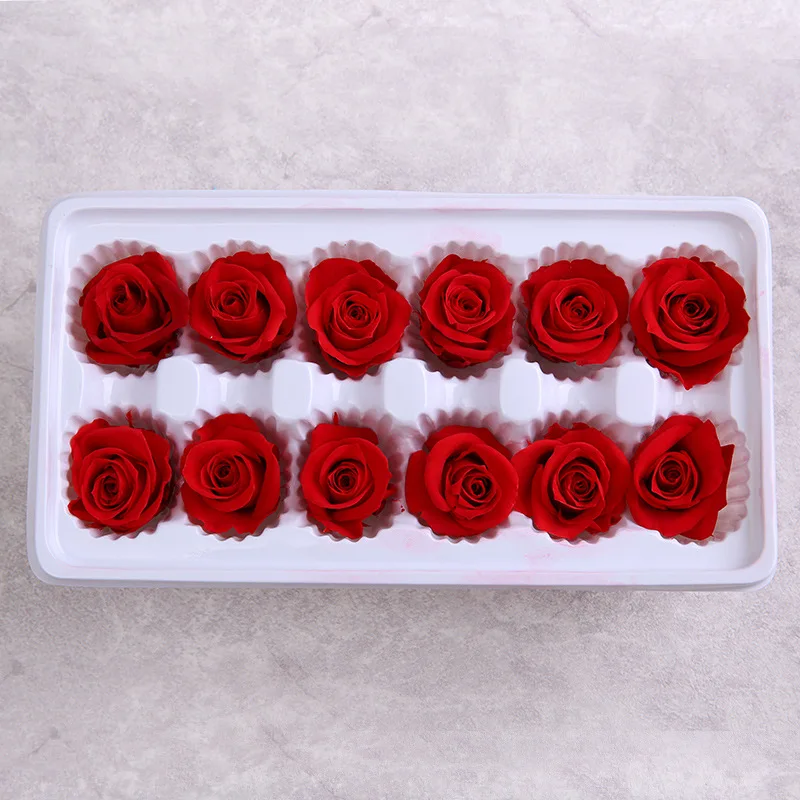 1 коробка, 12 головок, цветы, высокое качество, консервированные цветы, цветок, бесморская Роза, 3-4 см, диаметр, вечная жизнь, цветок, материал, подарочная коробка