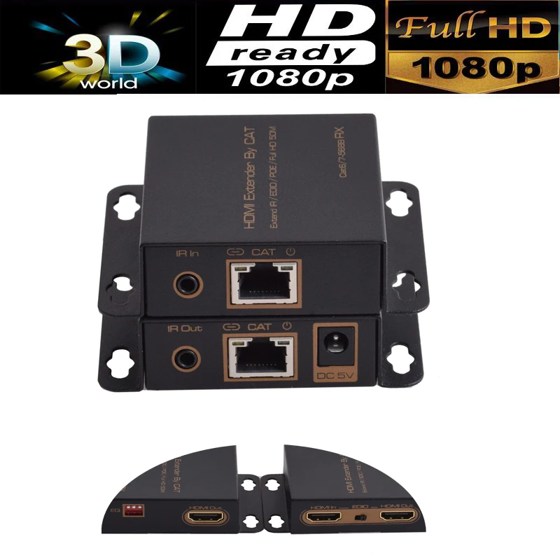 2 port HDMI extender IR POE cat5/6 cable( HDMI extender+HDMI Loop) 1080P with power