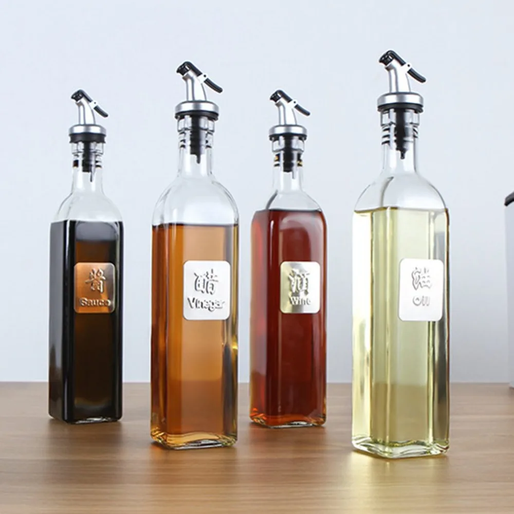 

17oz Glass Olive Oil Bottle Set 500ml Oil & Vinegar Cruet with Pourers and Funnel Carafe Decanter for Kitchen