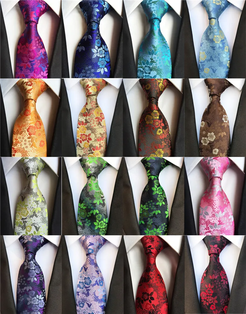 

Fashion Silk Floral Men's Tie Narrow Floral Ties Flower Pattern Formal Business Men Classic Paisley Tie for 100% Silk Neckties