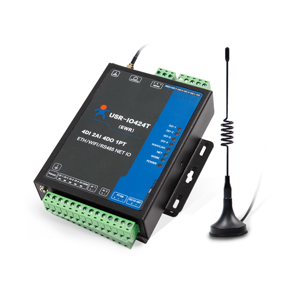 

c 4-Way 4 Channel WIFI and Ethernet Network IO Controller Supports 4 DI/4 DO/2AI/1PT/ RS485 Port Master Slave Mode