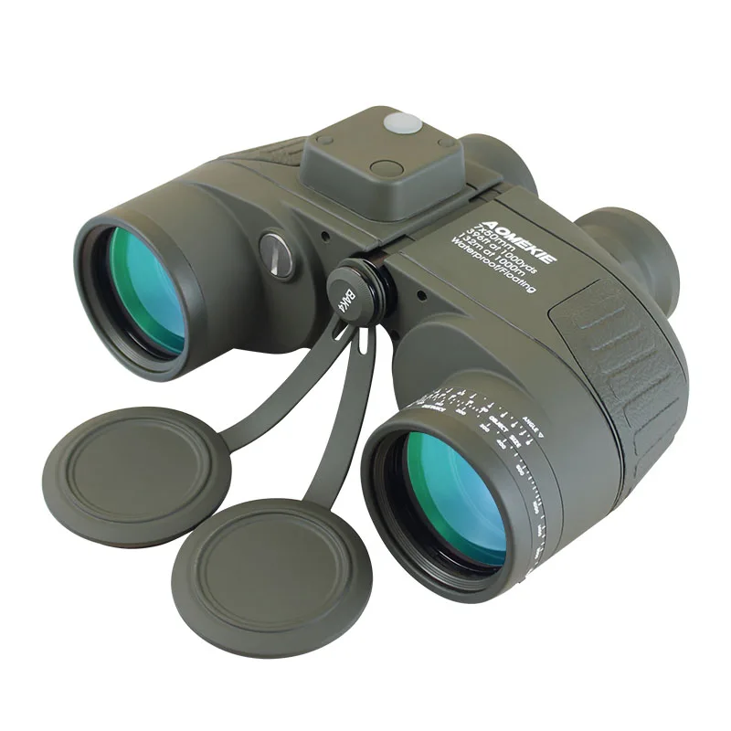 AOMEKIE 7X50 مناظير Rangefinder البوصلة الصيد القوارب العسكرية البحرية تلسكوب HD BAK4 بريزم Folating النيتروجين للماء