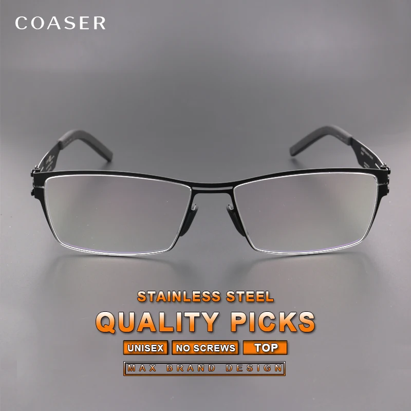 Germany Quality Stainless Steel Glasses Spectacle Men Square Myopia
