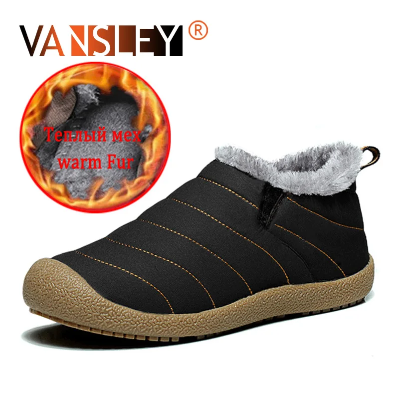 

Men snow boots for men thick plush waterproof slip-resistant winter shoes Plush Winter Ankle Boots male shoes Plus size 38 - 46