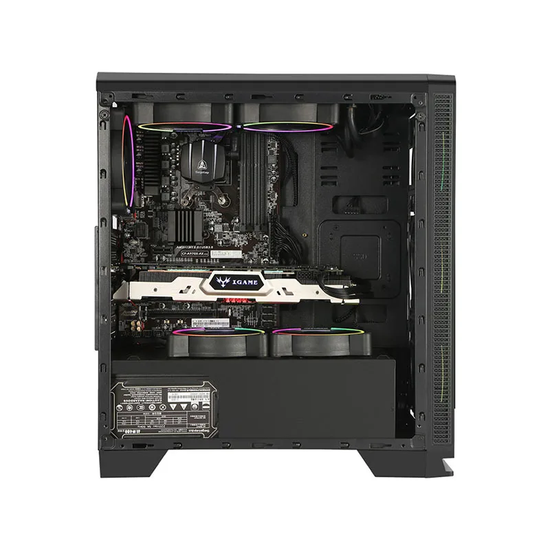 Easy DIY Mid-Tower ATX Computer Case USB3.0 Gaming Gamer Mute Side Transparent Desktop Cases Support M-ATX/ ITX Motherboard