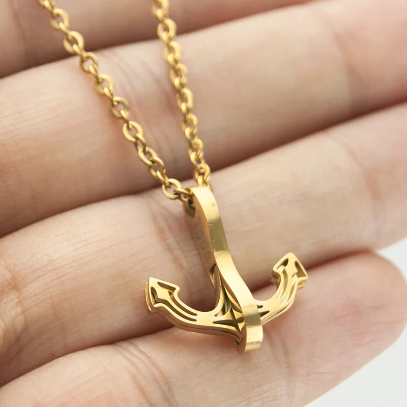 

Anchor Pendant Necklace Gold Color Masculinity Stainless Steel Charm Birthday/Wedding Gifts for Men/Women 2018 New