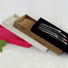 Супер 4 шт./лот Цепочки и ожерелья Дисплей лоток Цепочки и ожерелья коробка для хранения ювелирных изделий бархата несущих случай 5 цветов [красный, коричневый, серый, черный]