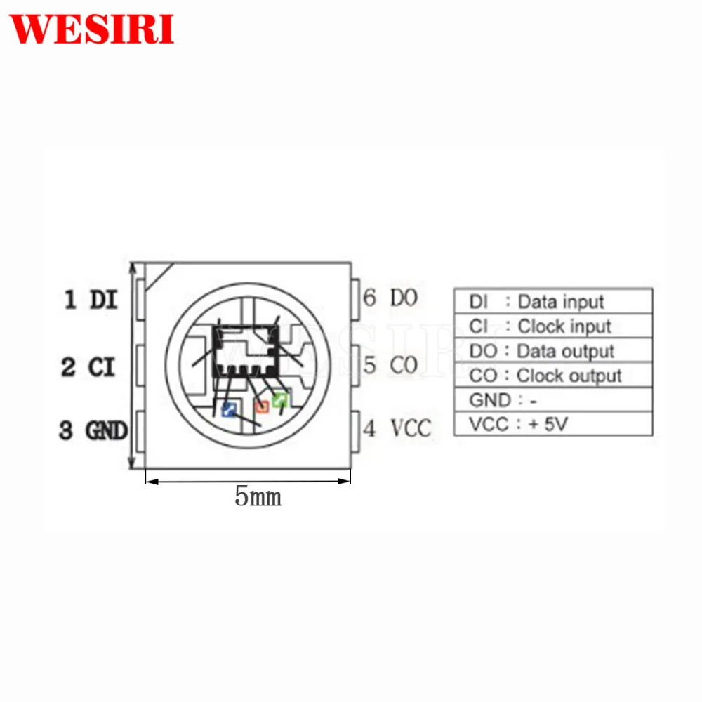 10 1000 шт. APA102 LED s Chips APA 102C SK9822 IC SMD 5050 RGB для светодиодной ленты панель освещения DC5V|5050