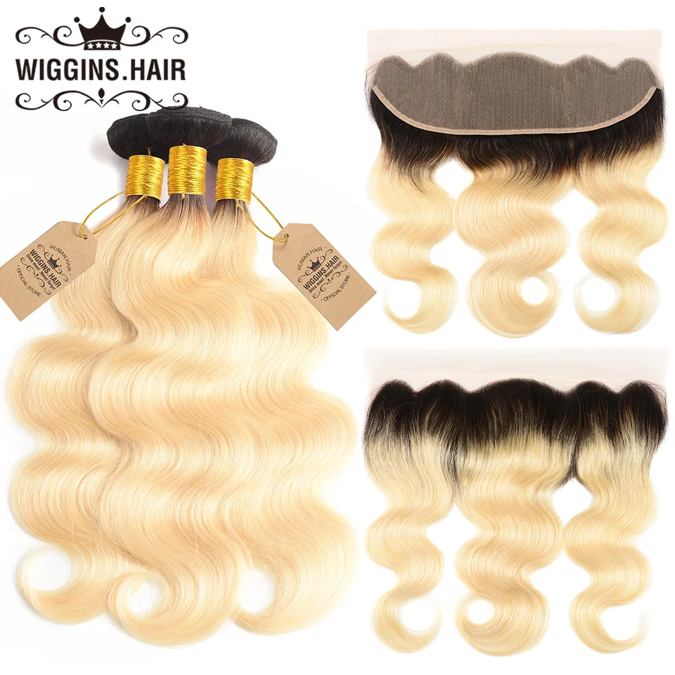 T1B/613 Honey Blonde Bundles With Frontal Wiggins Hair 3 Bundles Brazilian  Body Wave With Closure Ombre Remy Human Hair Bundles - AliExpress Hair  Extensions & Wigs