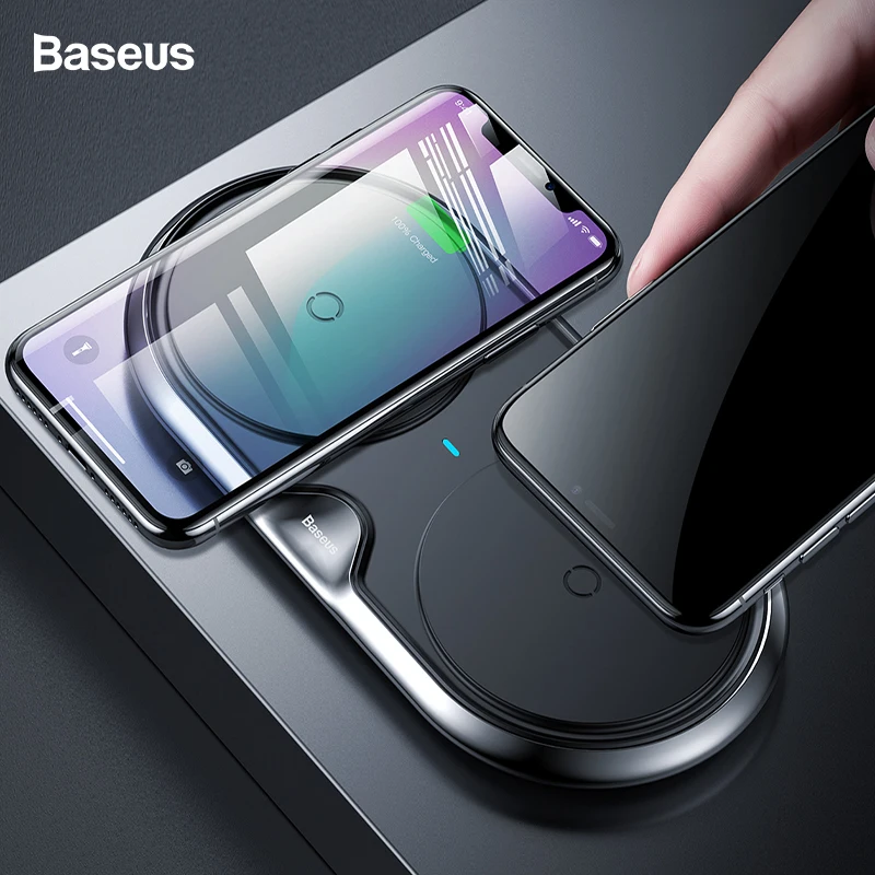 Baseus 10W Dual Set QI Wireless Charger For iPhone XS Max Xr X Samsung S10 S9 Fast Wireless Charging Pad Dock Station Desktop Baseus 10W Dual Set QI Wireless Charger For iPhone XS Max Xr X Samsung S10 S9 Fast Wireless Charging Pad Dock Station Desktop