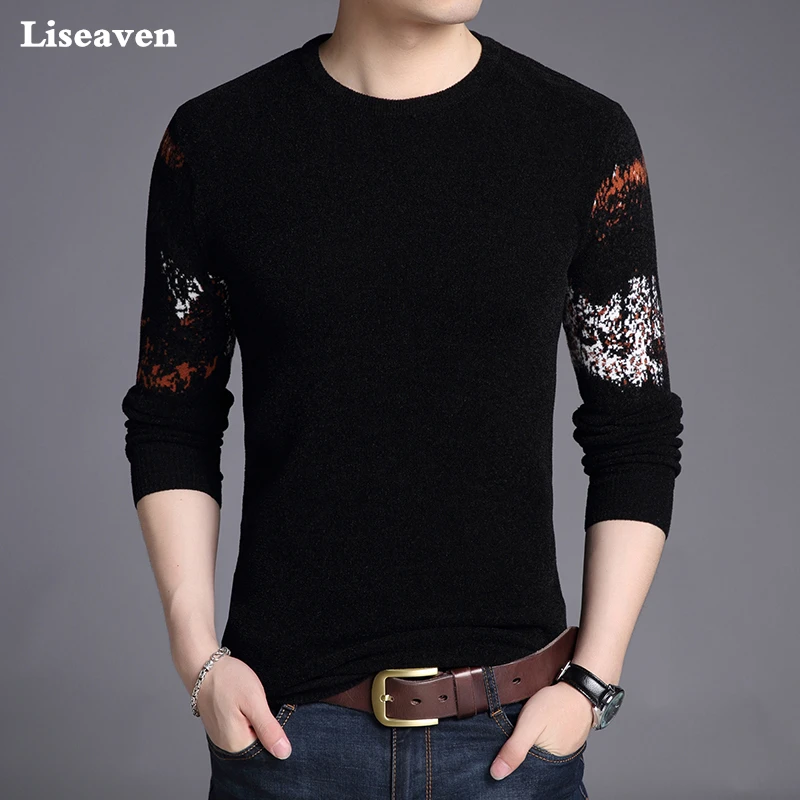 Liseaven Men Pullover Sweaters Casual Pullovers Men's Clothing Full Sleeve Male Sweater