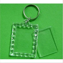 10 шт./лот, модная прозрачная пустая акриловая вставка, фотография, ключ, кольцо, разделенное кольцо, рамка для картин, брелок Llavero