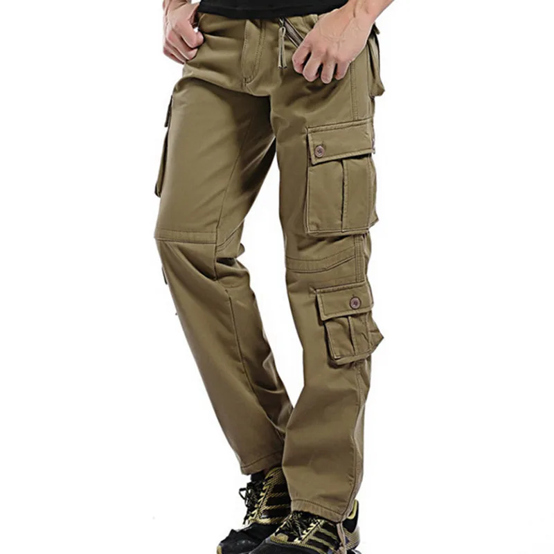 

Winter Multi Pockets Cargo Pants Outdoor Fleece Inside Warm Trousers Hiking Camping Male Thick Overalls Pants Pantalon Homme