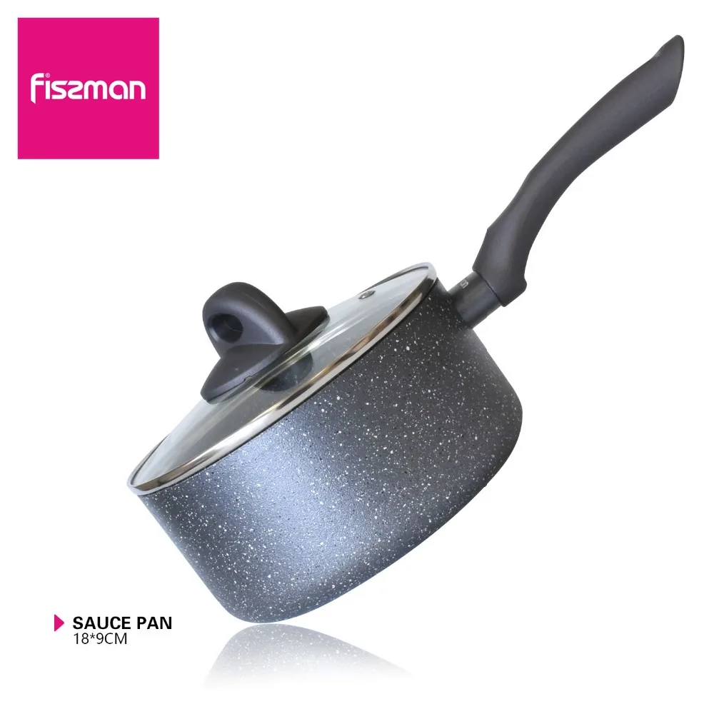 FISSMAN 1.6L Saucepan with Glass Lid Long Handle Moon Stone Series Non-stick Coating Aluminum | Дом и сад