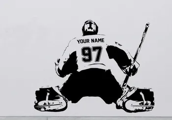 

s009 Hockey Goalie CUSTOM Decal Wall art sticker Player jersey NAME and NUMBERS Kids Free Shipping