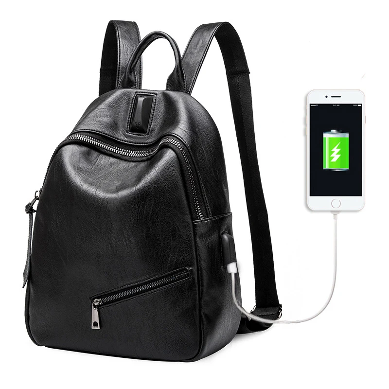 Waterproof Genuine Leather Women Backpack With USB Charging Port Female Luxury Designer Backpacks School Shoulder Bag