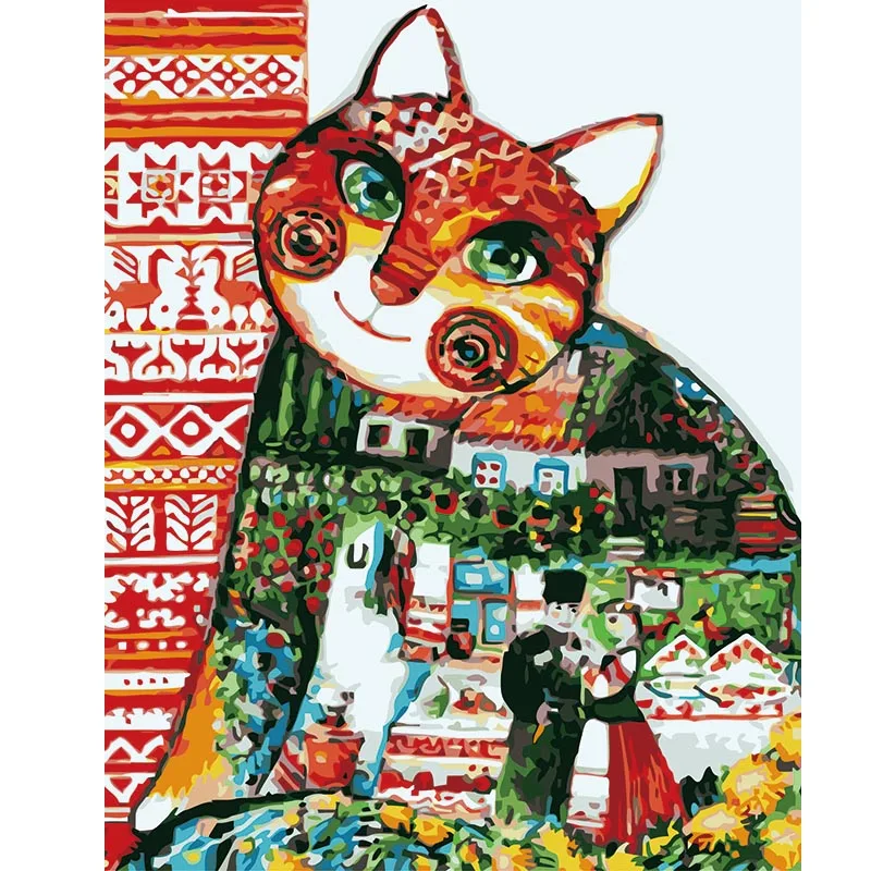 

Frameless Picture Cat Painting By Numbers Modern Wall Art Handpainted Digital Oil Painting on Canvas for Home Decoration