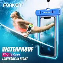 Светящийся водонепроницаемый чехол FONKEN для телефона IPX8, водонепроницаемая сумка для телефона, сумка для подводного плавания, походов, тропических лесов, повязка на руку, сухая сумка для телефона