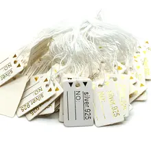 2500 шт 24*15 мм "925 серебро" упаковочная бирка ценник струны метки Свадебная бирка на багаж пустая подвесная бирка