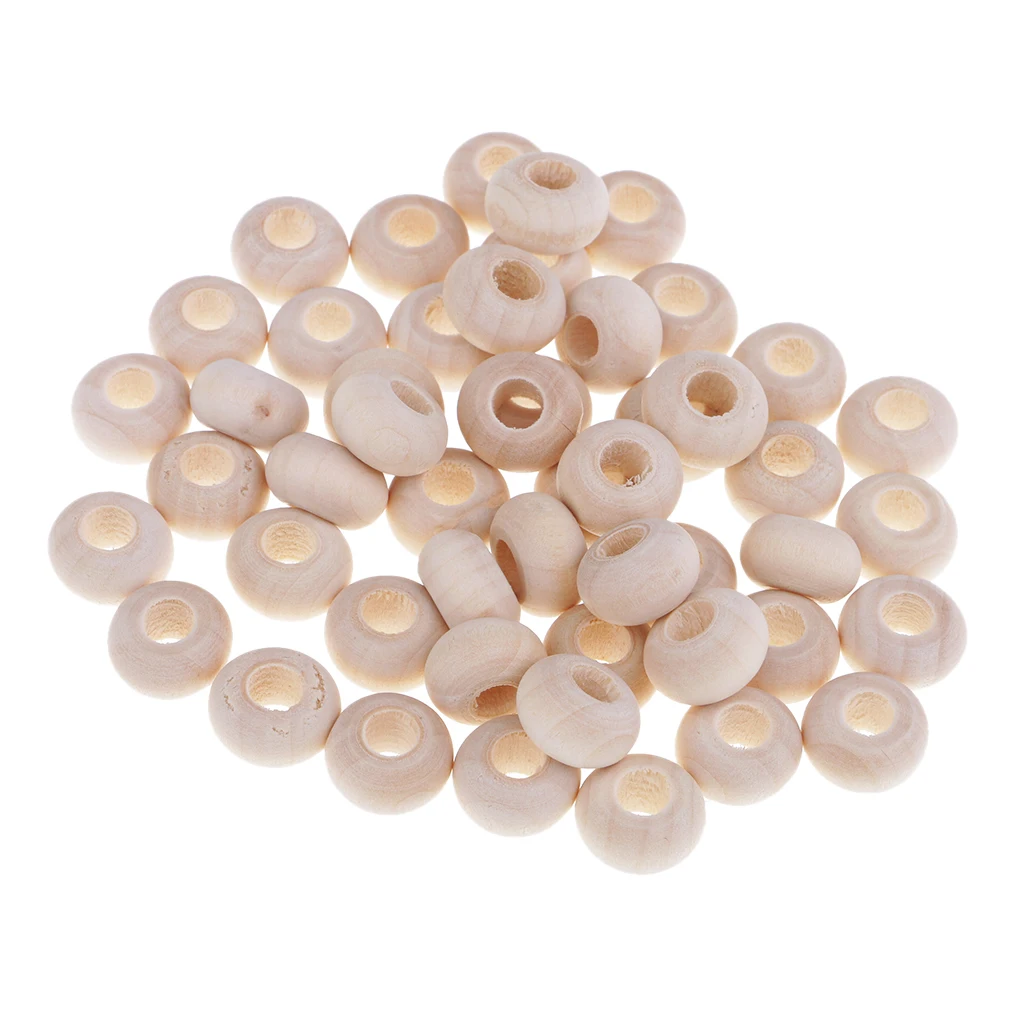 Wholesale 100 Pieces Natural Abacus Wood Spacer Beads 14x8mm Large Hole Wooden Beads for DIY Jewelry Making Toys Crafts