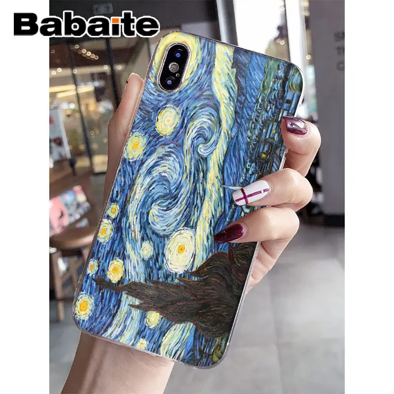 Babaite فان جوخ Tardis TPU لينة سيليكون غطاء إطار هاتف محمول ل أبل فون 8 7 6 6 S زائد X XS ماكس 5 5 S SE XR المحمول غطاء