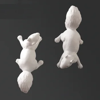 

Nordic Style Squirrel Wall Hanging Statues Animals Figurine Resin Art&Craft Home TV Wine Cabinet Wall Decorative R676